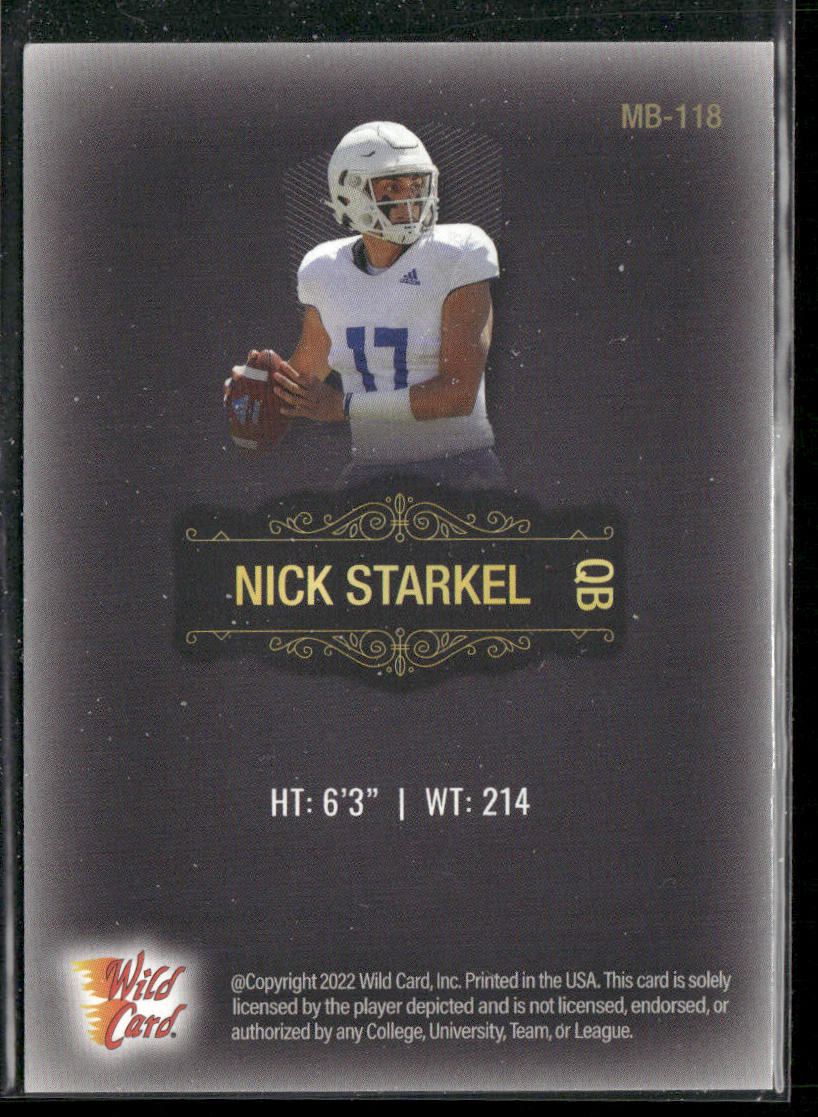 Nick Starkel 2022 Wild Card Matte Black #MB-118 San Jose State Spartans