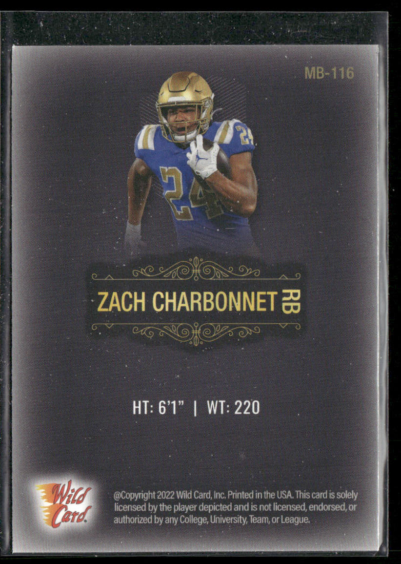 Zach Charbonnet 2022 Wild Card Matte Black #MB-116 UCLA Bruins