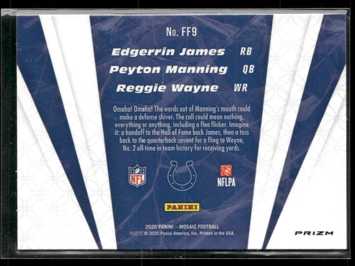 Edgerrin James / Peyton Manning / Wayne 2020 Panini Mosaic Flea Flicker #FF9