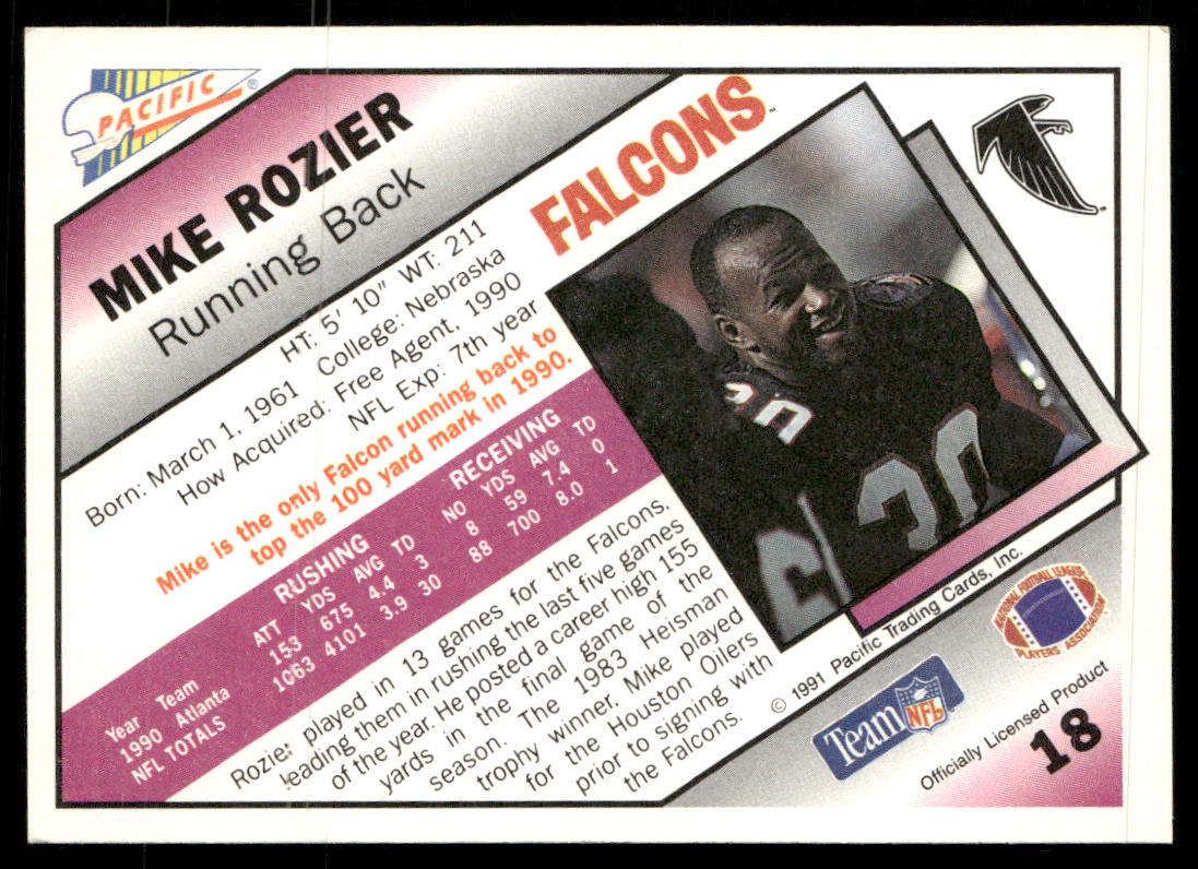 Mike Rozier 1991 Pacific #18 Atlanta Falcons