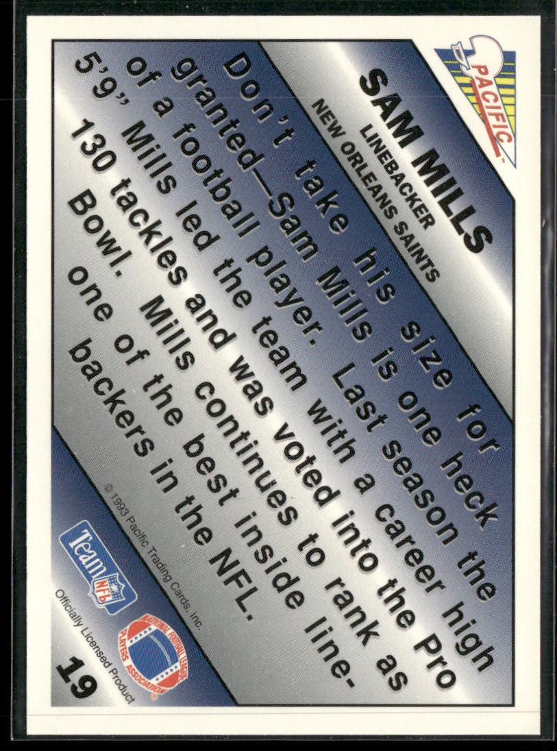 Sam Mills 1993 Pacific Pacific Picks the Pros #19 New Orleans Saints