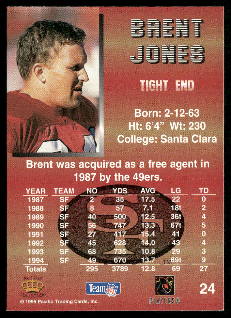 Brent Jones 1995 Pacific #24 San Francisco 49ers
