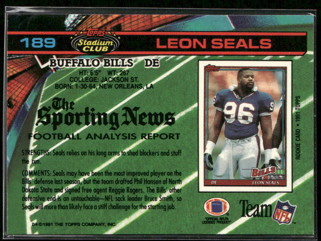 Leon Seals 1991 Stadium Club #189 Buffalo Bills