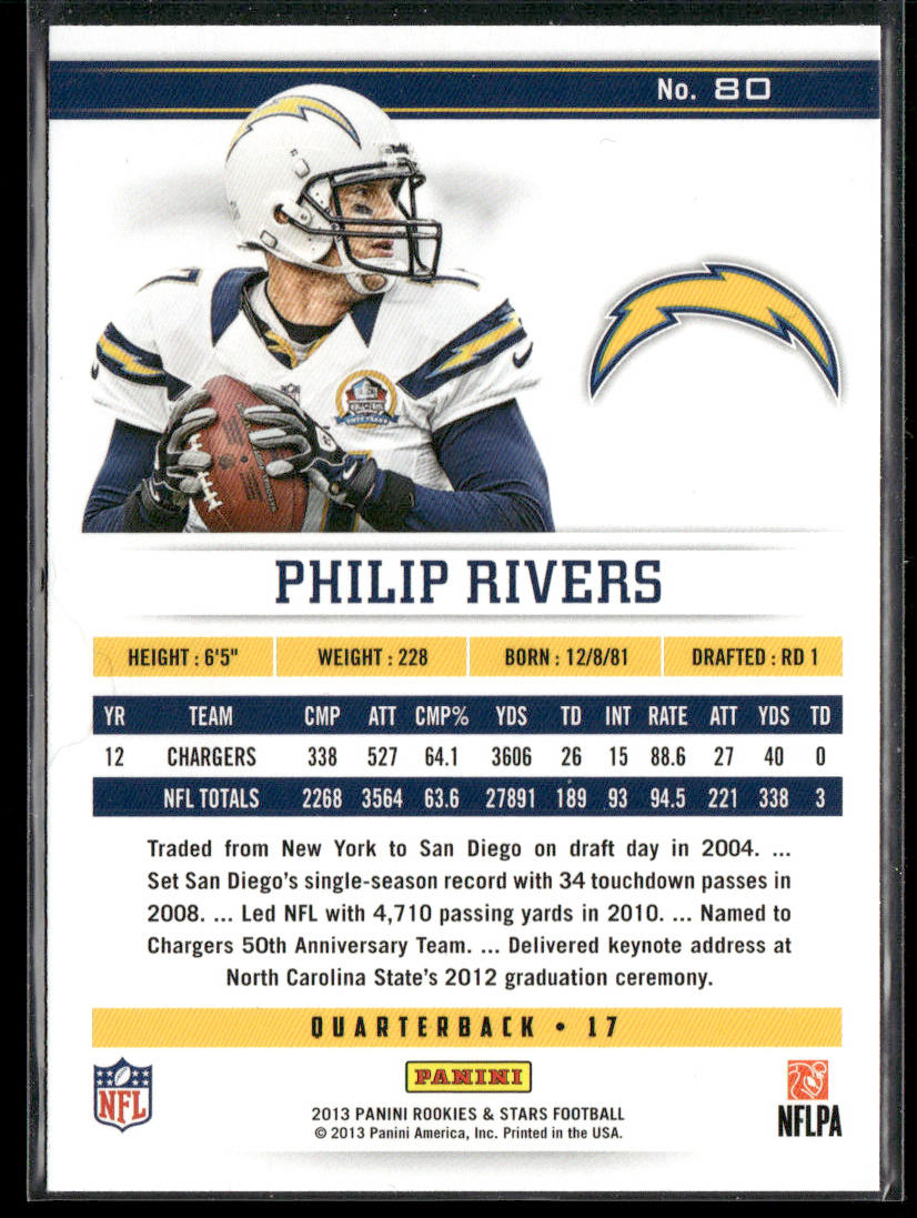 Philip Rivers 2013 Panini Rookies & Stars #80 San Diego Chargers