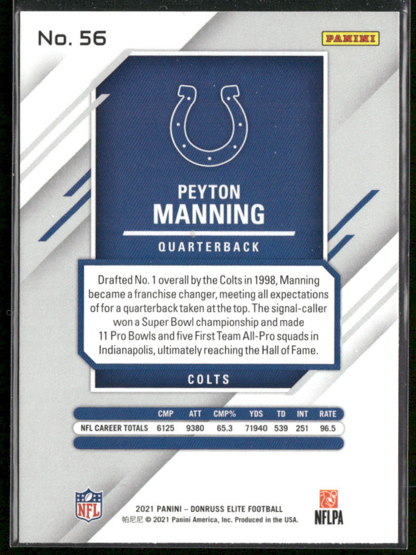 Peyton Manning 2021 Donruss Elite #56 Indianapolis Colts