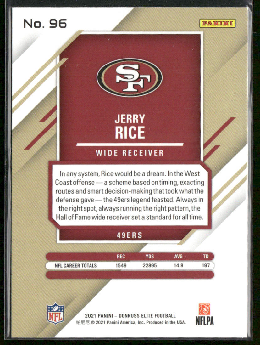 Jerry Rice 2021 Donruss Elite #96 San Francisco 49ers