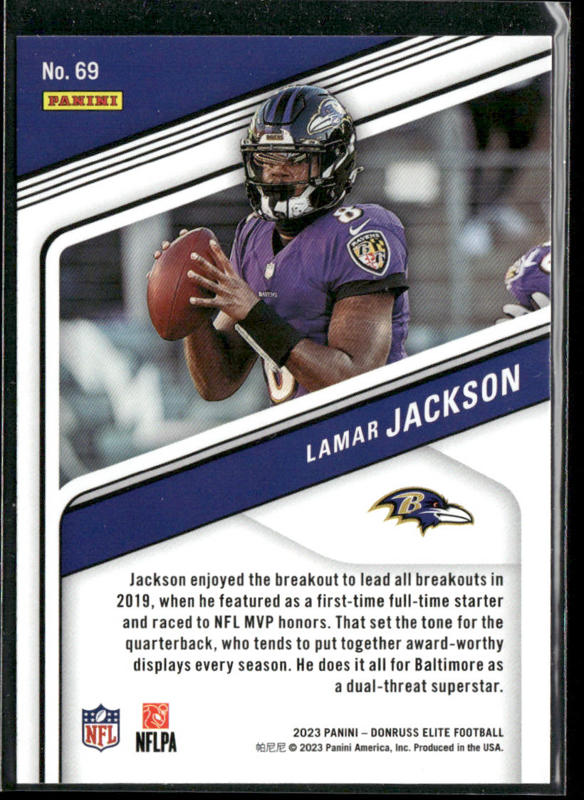 Lamar Jackson 2023 Donruss Elite #69 Baltimore Ravens