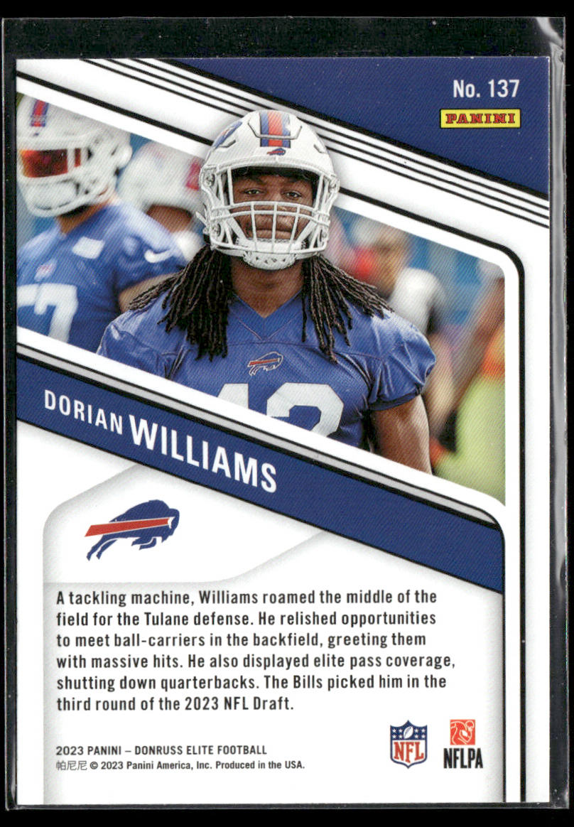 Dorian Williams 2023 Donruss Elite Pink #137 RC Buffalo Bills