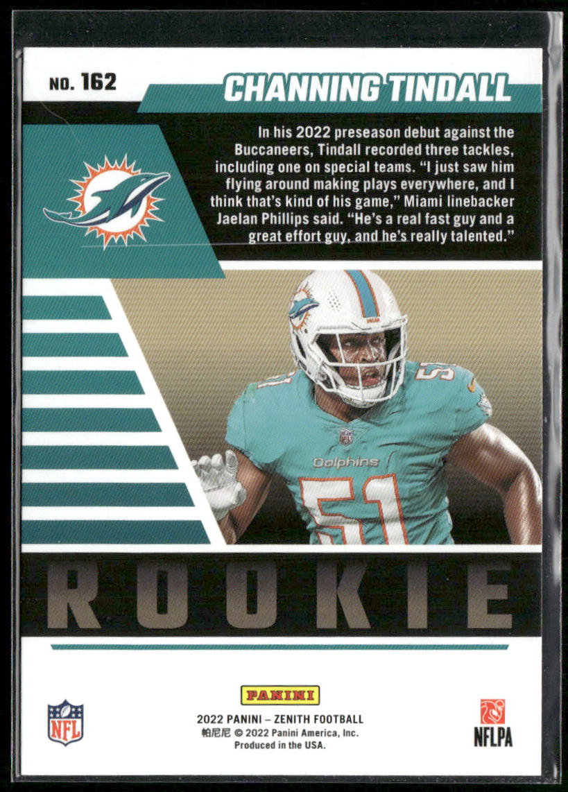Channing Tindall 2022 Zenith Red Zone #162 RC Miami Dolphins