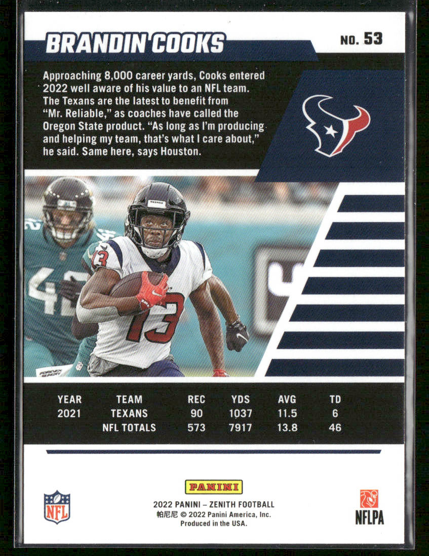 Brandin Cooks 2022 Zenith #53 Houston Texans