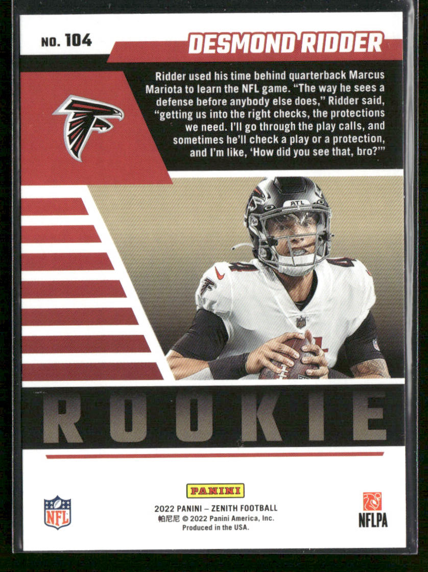 Desmond Ridder 2022 Zenith Retail #104 RC Atlanta Falcons