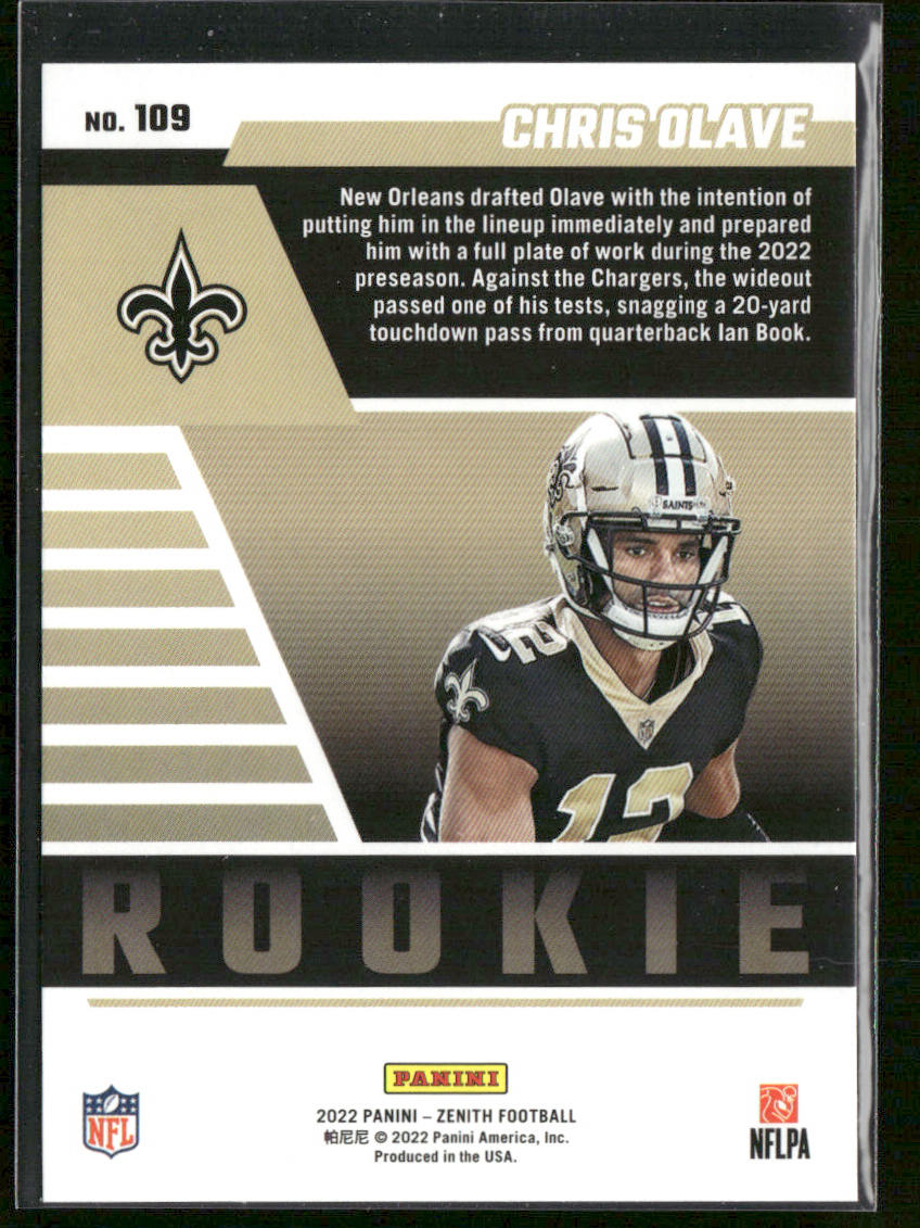 Chris Olave 2022 Zenith Retail #109 RC New Orleans Saints