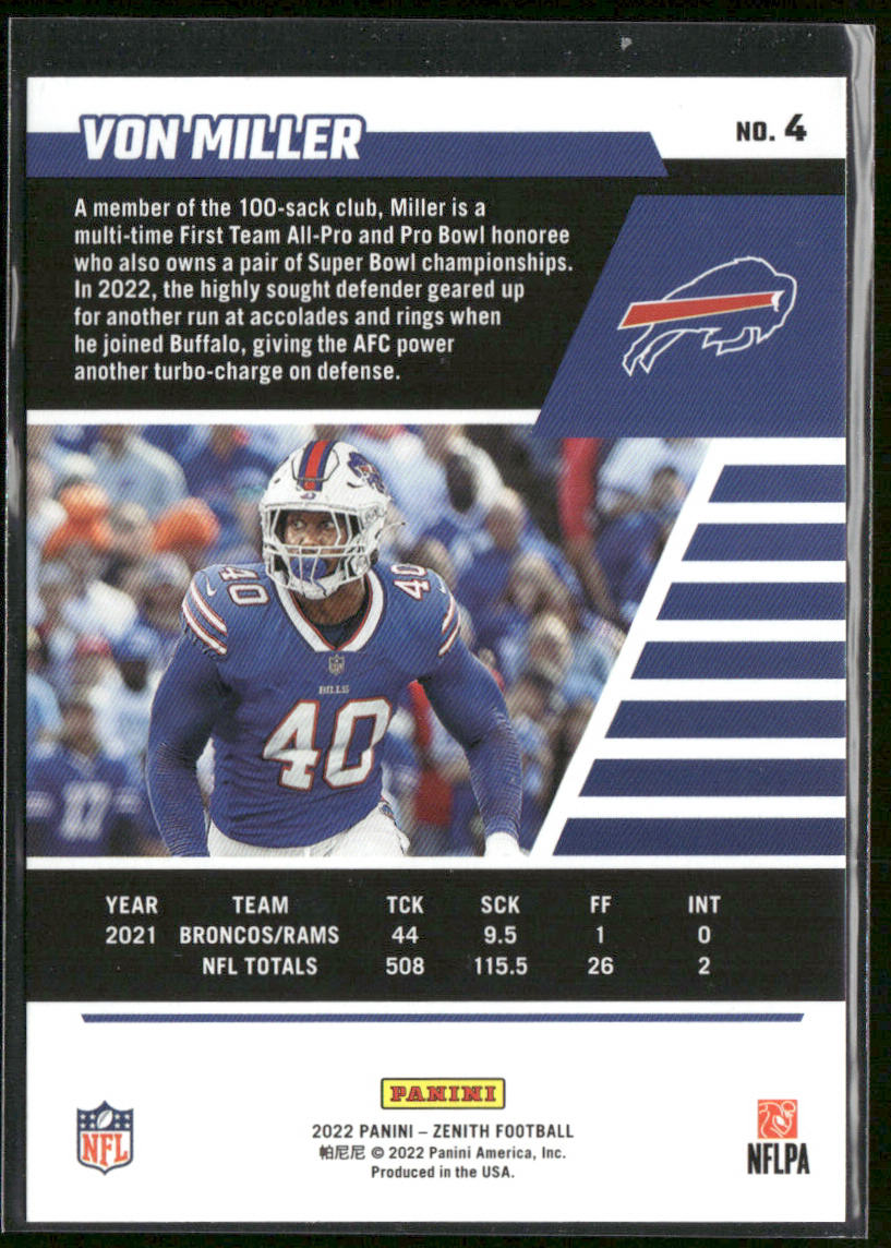 Von Miller 2022 Zenith Retail #4 Buffalo Bills