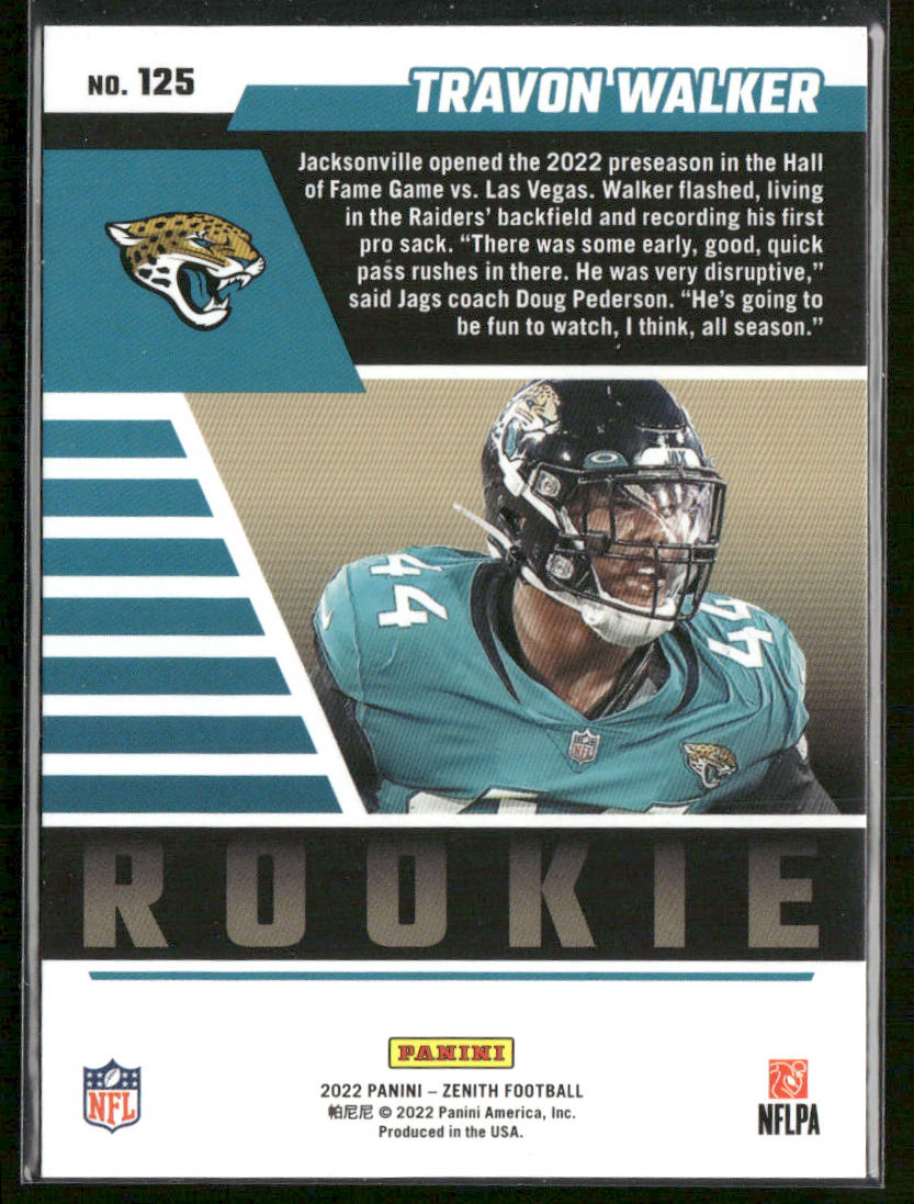 Travon Walker 2022 Zenith #125 RC Jacksonville Jaguars