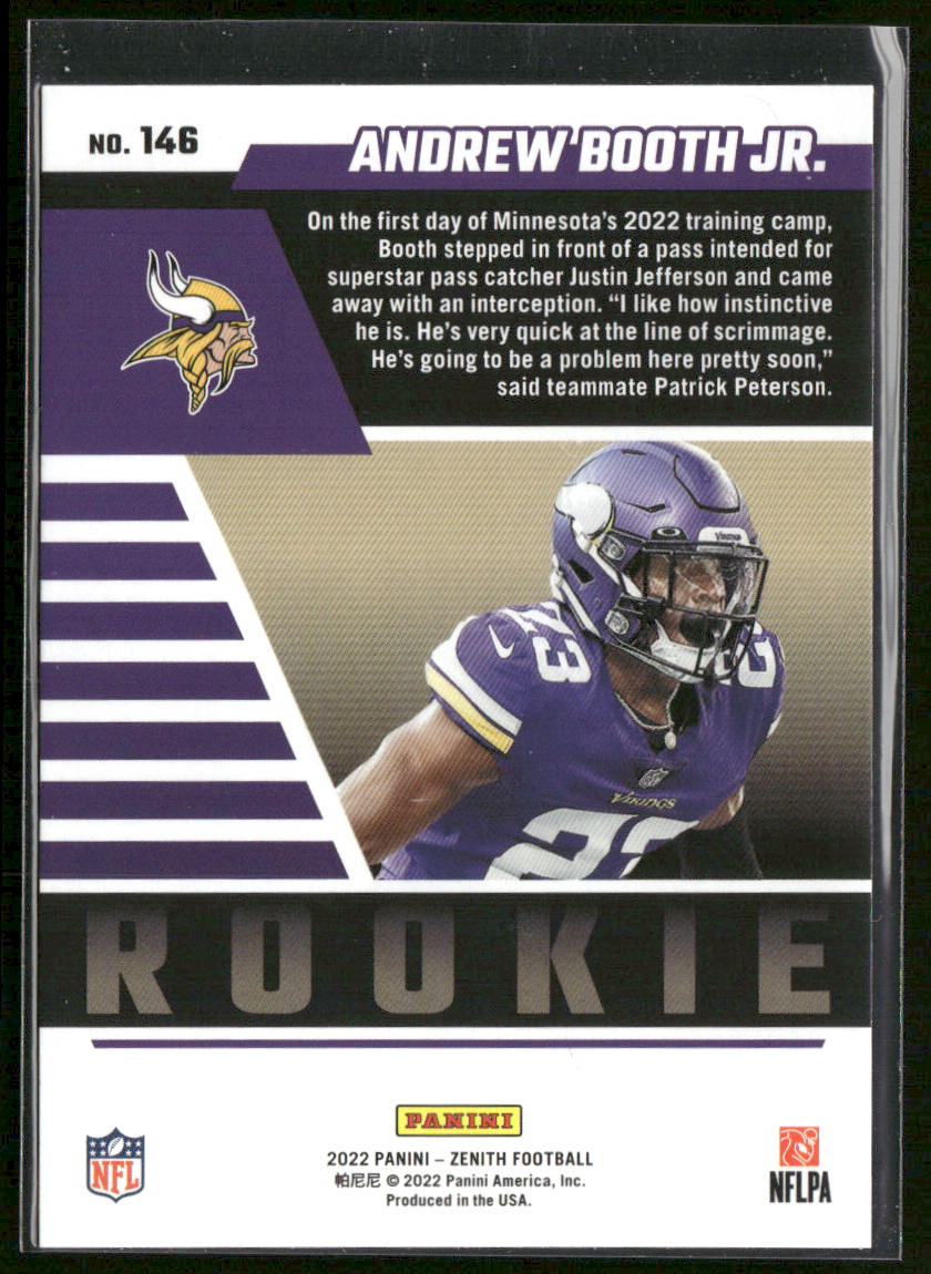 Andrew Booth Jr. 2022 Zenith Retail #146 RC Minnesota Vikings