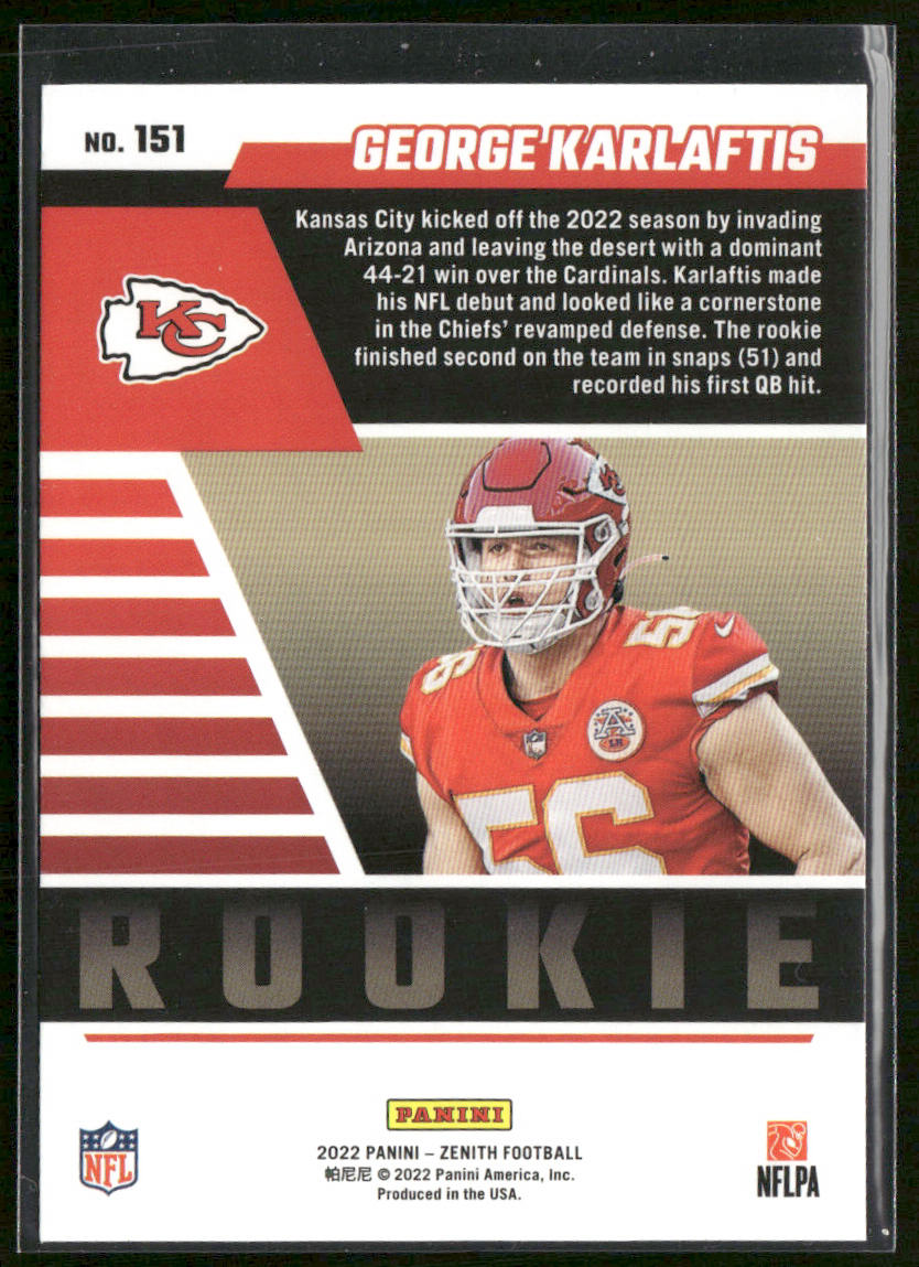 George Karlaftis 2022 Zenith Retail #151 RC Kansas City Chiefs