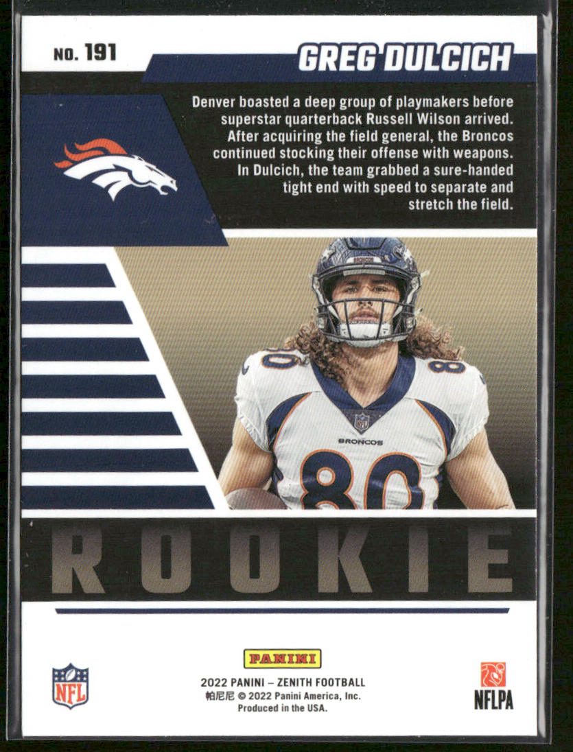 Greg Dulcich 2022 Zenith Red Zone #191 RC Denver Broncos