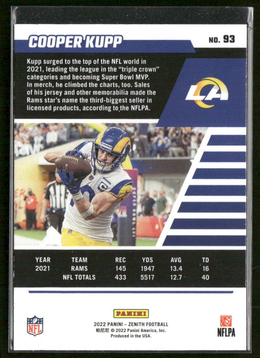 Cooper Kupp 2022 Zenith #93 Los Angeles Rams