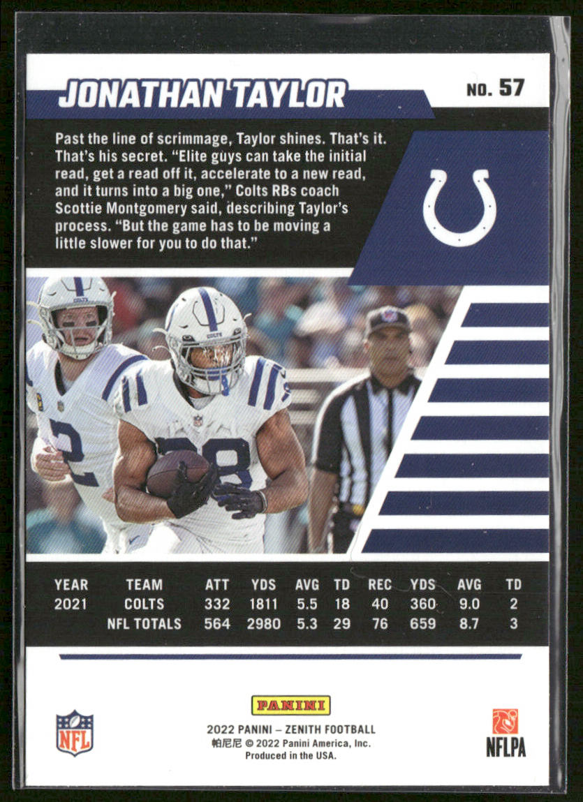 Jonathan Taylor 2022 Zenith Retail #57 Indianapolis Colts