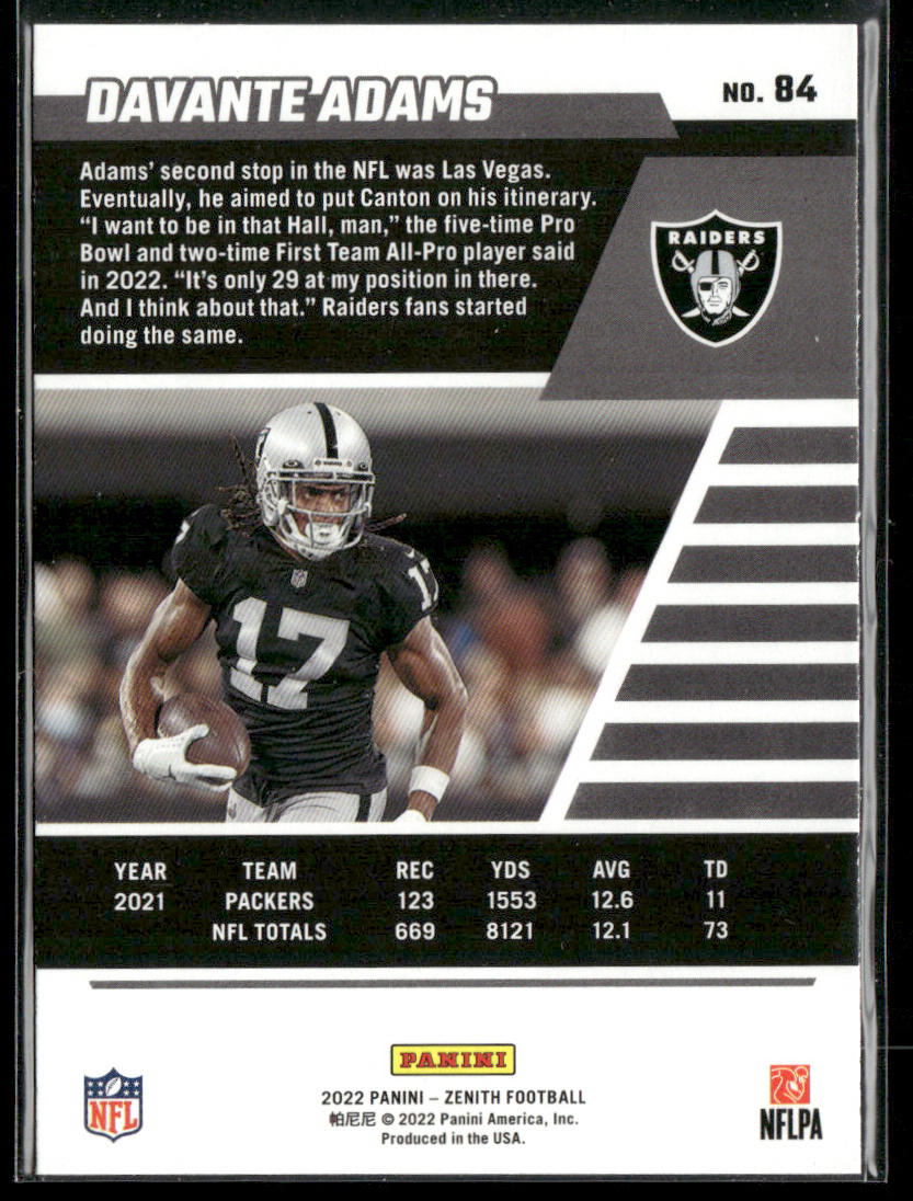 Davante Adams 2022 Zenith Retail #84 Las Vegas Raiders