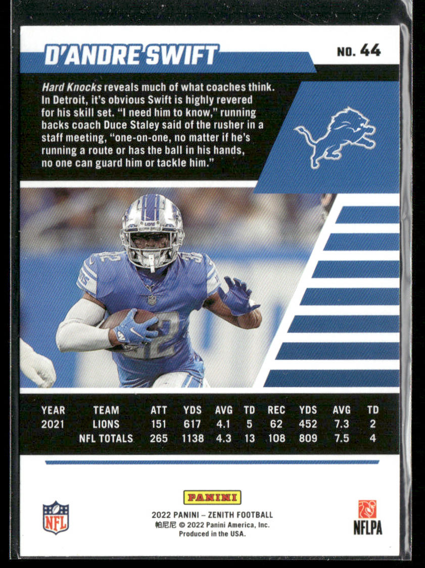 D'Andre Swift 2022 Zenith Retail #44 Detroit Lions
