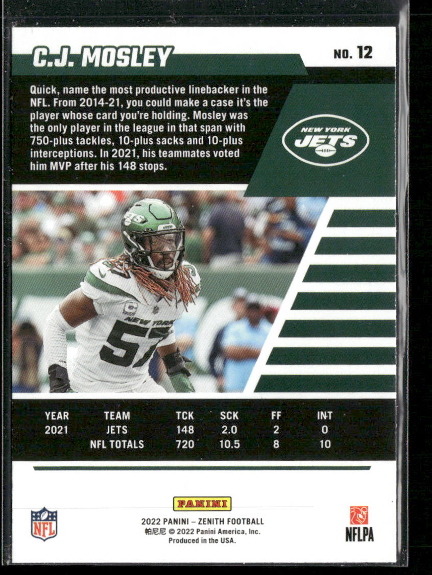 C.J. Mosley 2022 Zenith #12 New York Jets