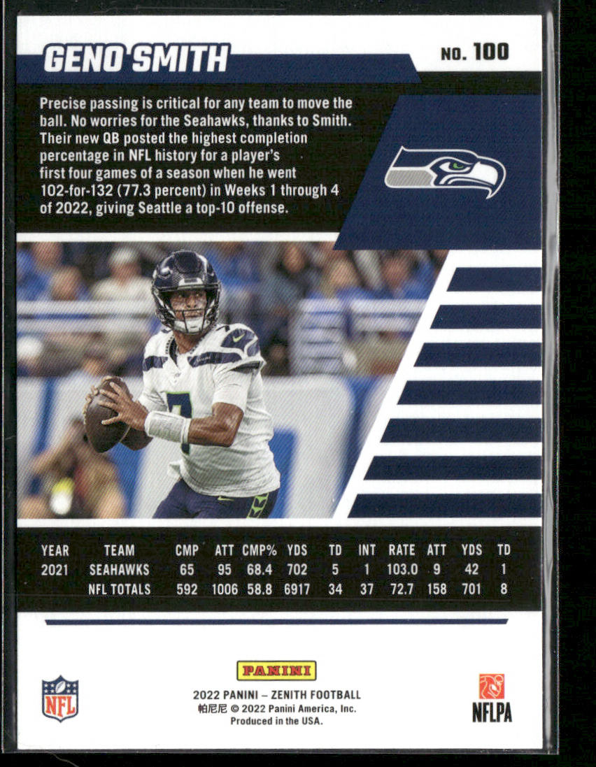 Geno Smith 2022 Zenith Retail #100 Seattle Seahawks