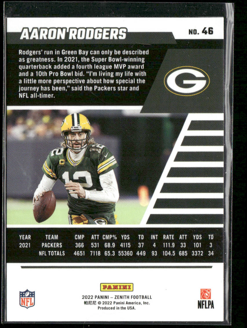 Aaron Rodgers 2022 Zenith Retail #46 Green Bay Packers
