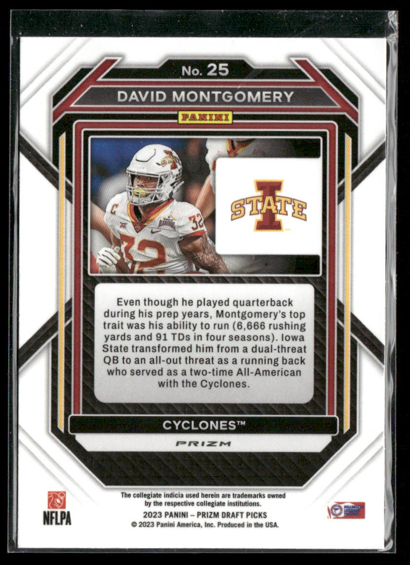 David Montgomery 2023 Panini Prizm Draft Picks Prizms Red Ice #25 Cyclones