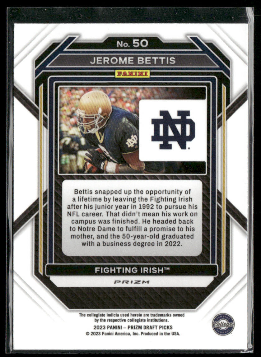 Jerome Bettis 2023 Panini Prizm Draft Picks Prizms Red Ice #50 Fighting Irish