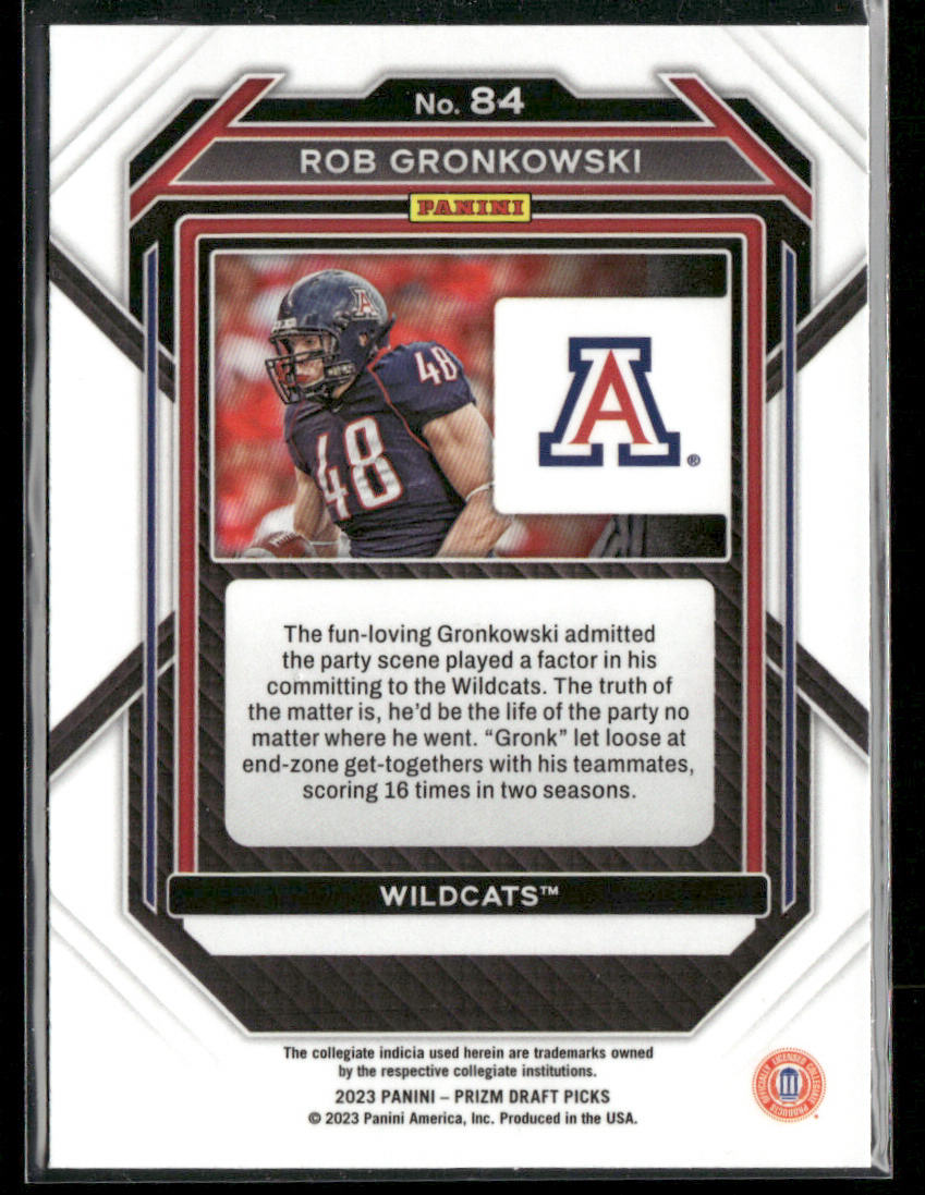 Rob Gronkowski 2023 Panini Prizm Draft Picks #84 Arizona Wildcats