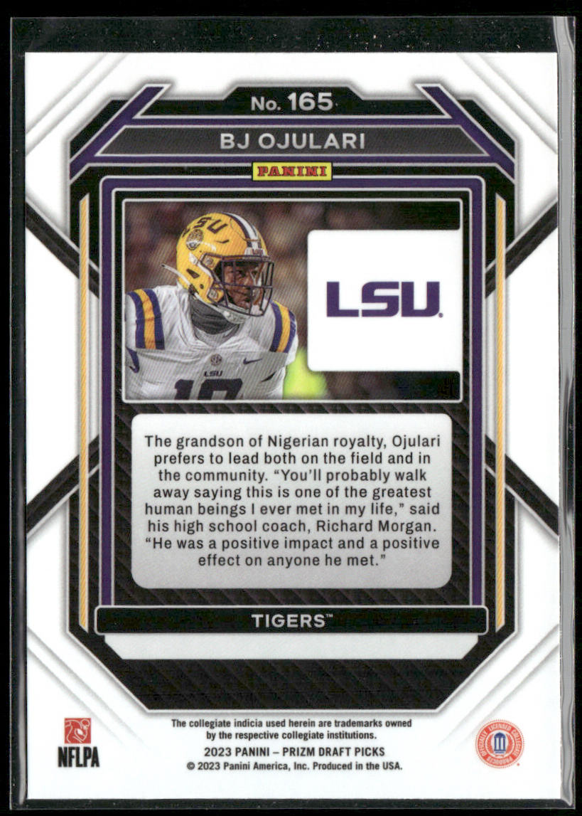 BJ Ojulari 2023 Panini Prizm Draft Picks #165 LSU Tigers