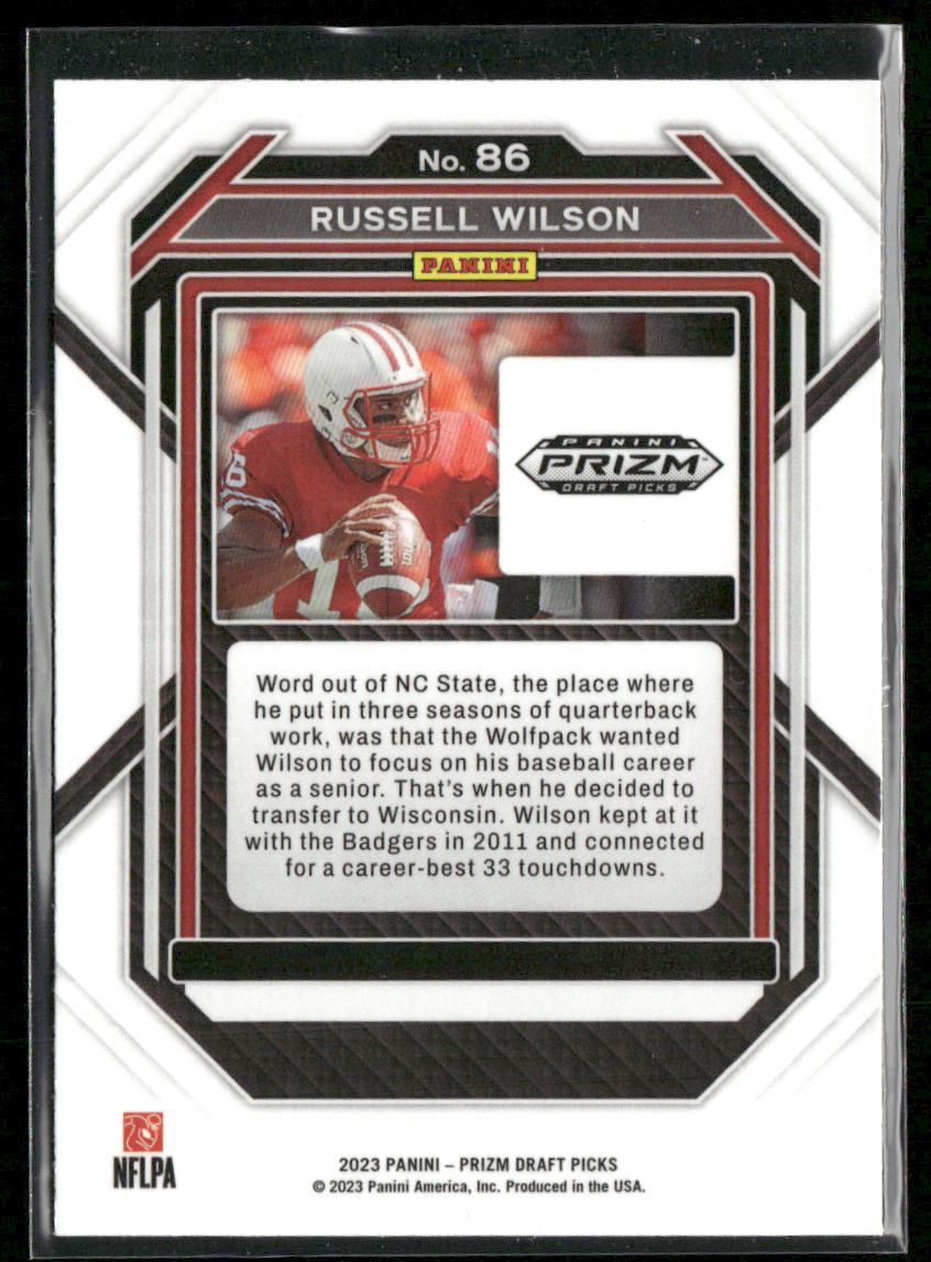 Russell Wilson 2023 Panini Prizm Draft Picks #86 Wisconsin Badgers