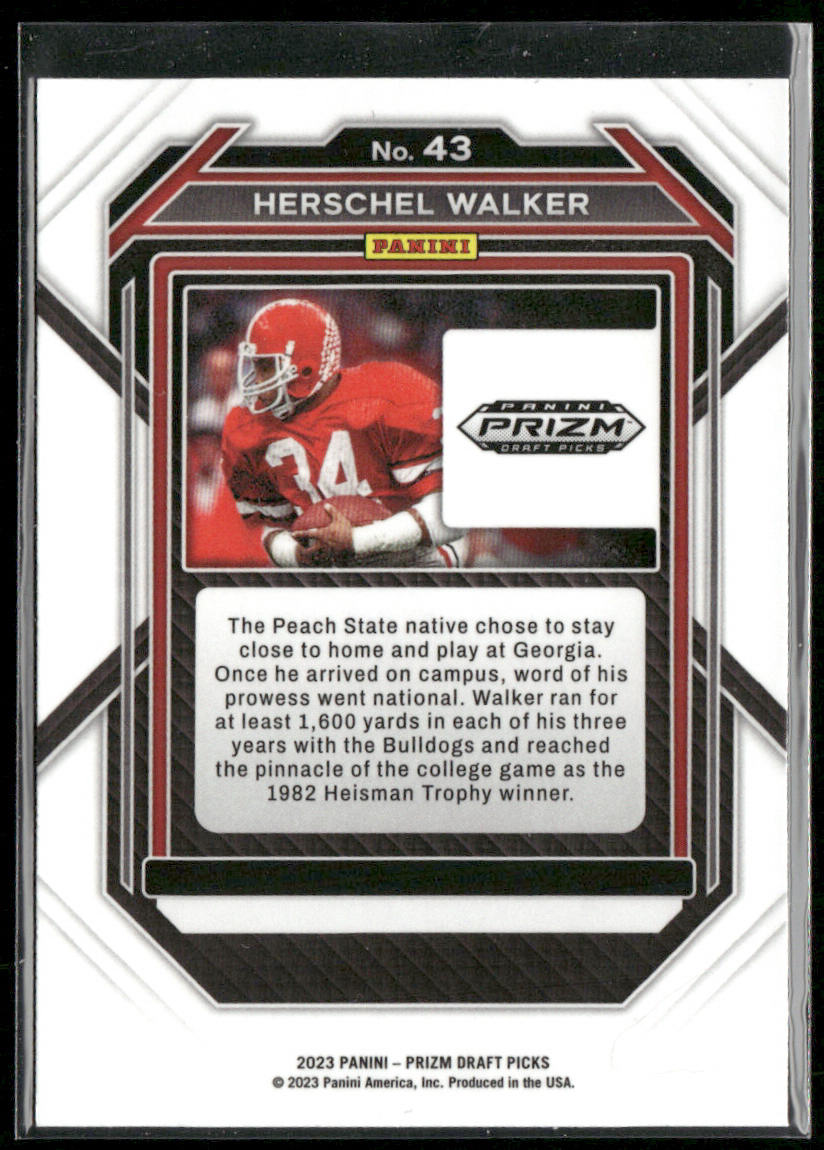 Herschel Walker 2023 Panini Prizm Draft Picks #43 Georgia Bulldogs