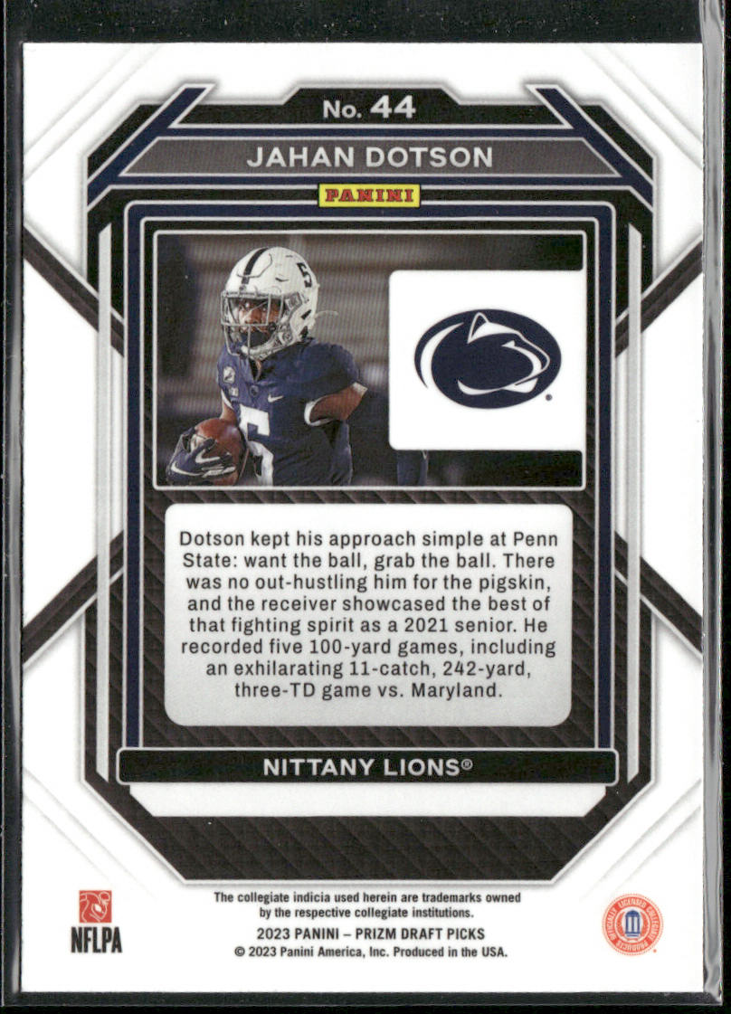 Jahan Dotson 2023 Panini Prizm Draft Picks #44 Penn State Nittany Lions