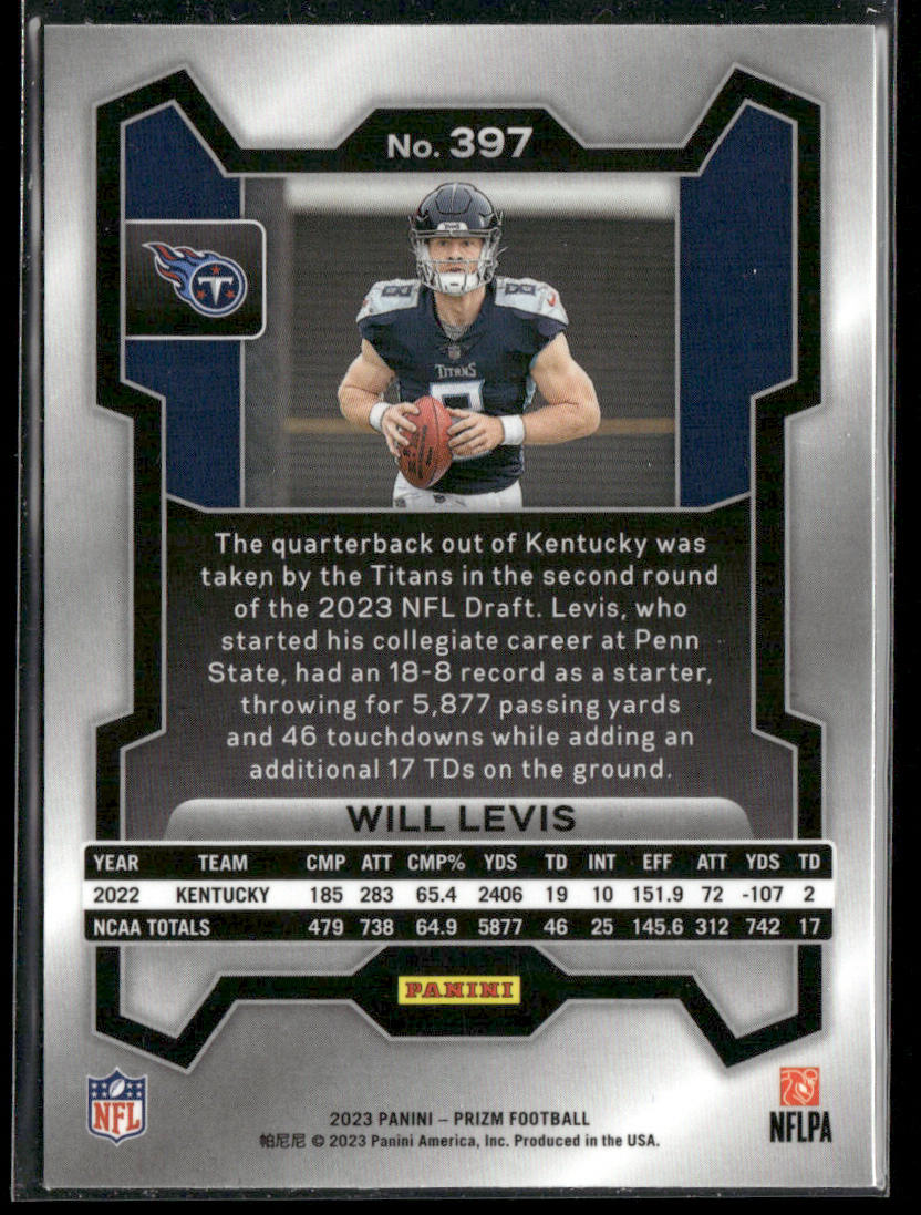 Will Levis 2023 Panini Prizm #397 RC Tennessee Titans