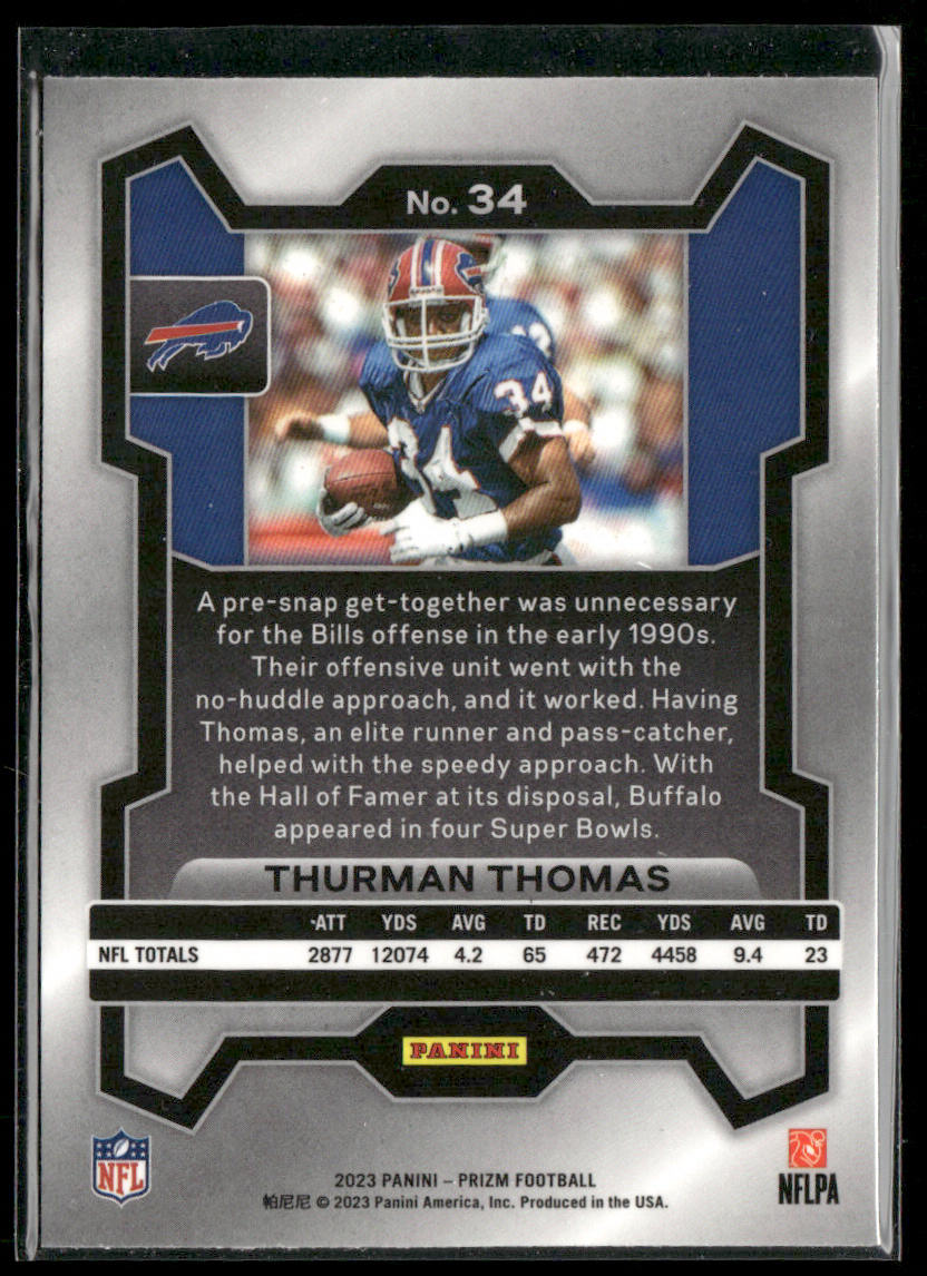 Thurman Thomas 2023 Panini Prizm #34 Buffalo Bills