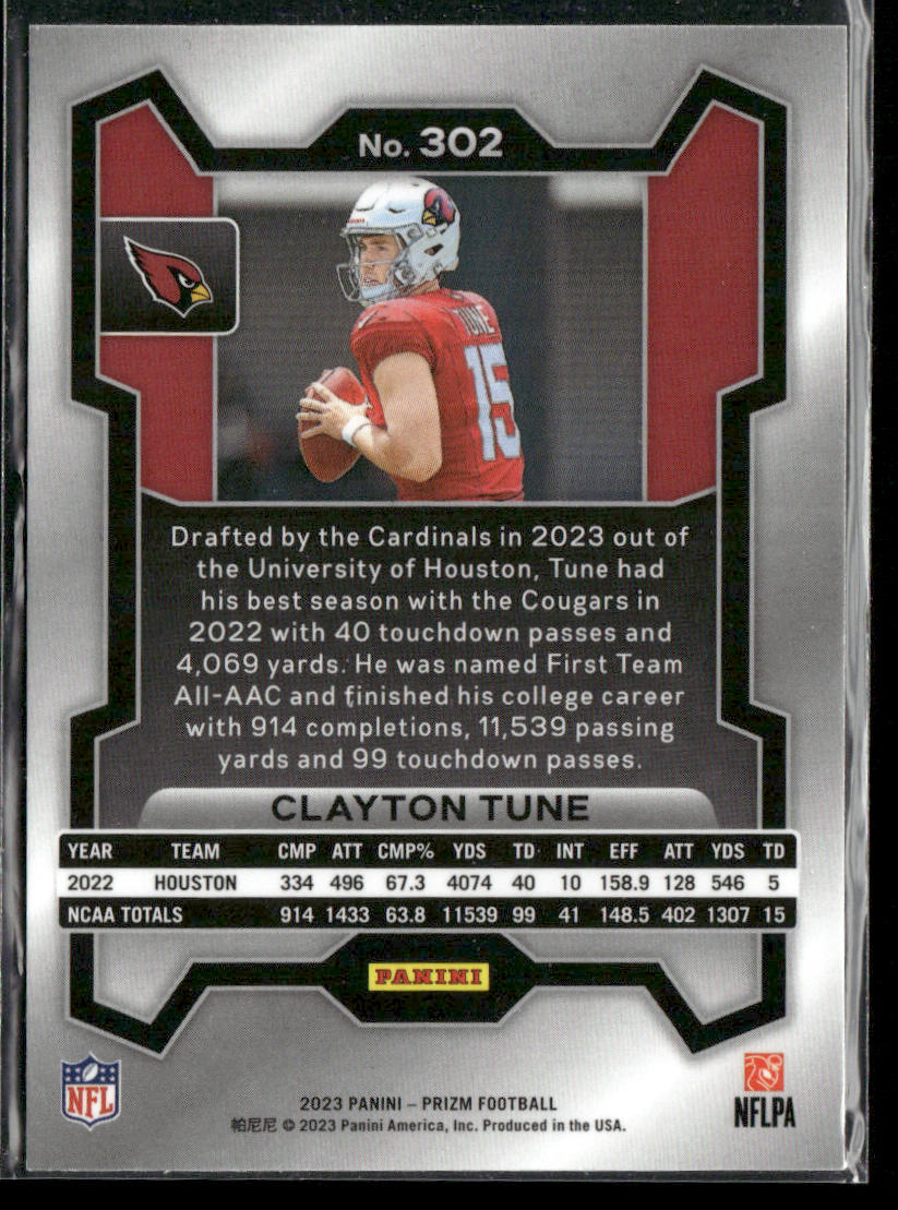 Clayton Tune 2023 Panini Prizm #302 RC Arizona Cardinals