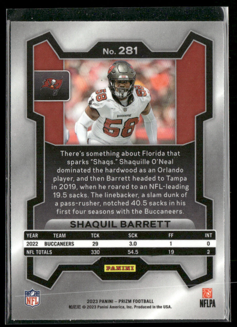 Shaquil Barrett 2023 Panini Prizm #281 Tampa Bay Buccaneers