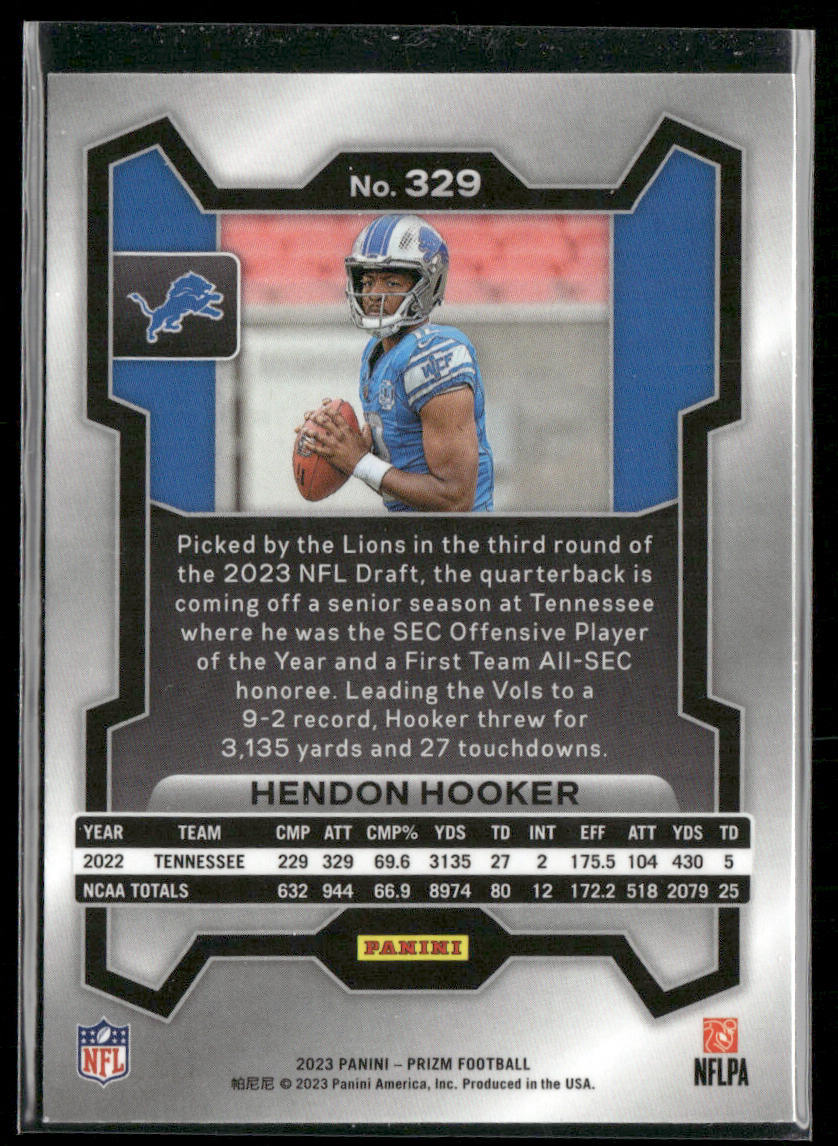 Hendon Hooker 2023 Panini Prizm #329 RC Detroit Lions