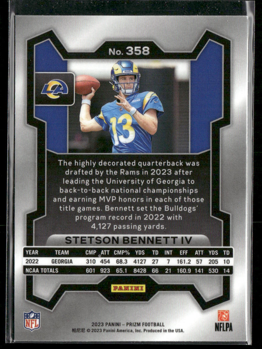 Stetson Bennett IV 2023 Panini Prizm #358 RC Los Angeles Rams