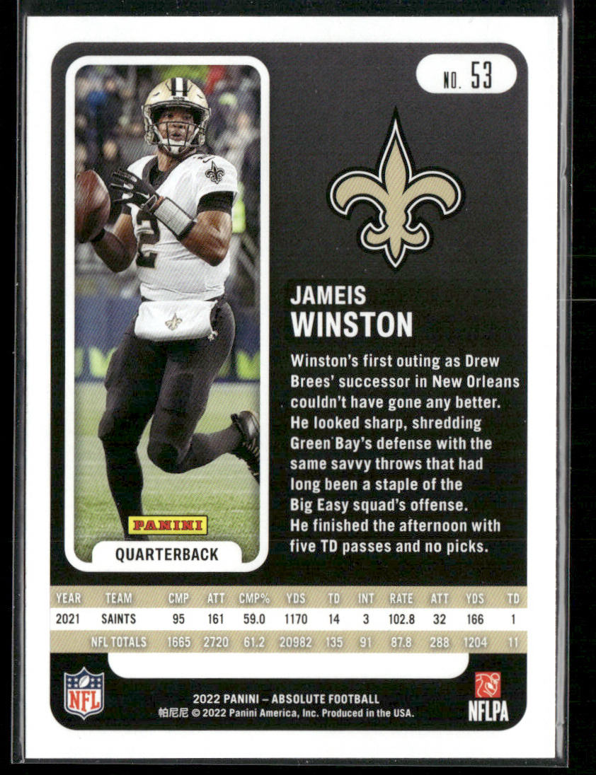 Jameis Winston 2022 Panini Absolute #53 New Orleans Saints