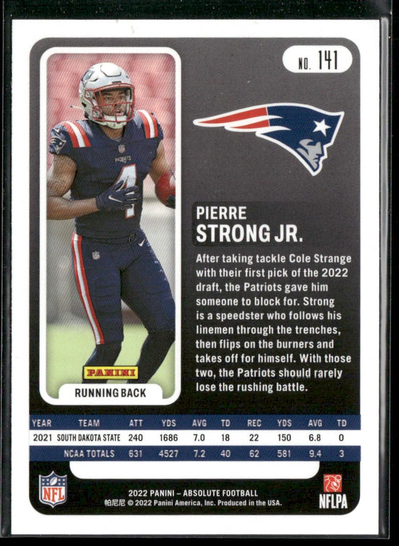 Pierre Strong Jr. 2022 Panini Absolute Retail #141 RC New England Patriots