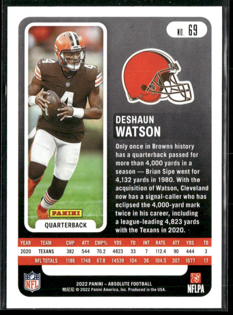 Deshaun Watson 2022 Panini Absolute Retail #69 Cleveland Browns