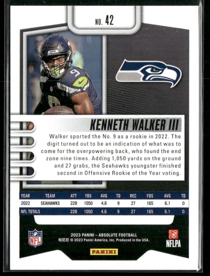 Kenneth Walker III 2023 Panini Absolute Retail #42 Seattle Seahawks