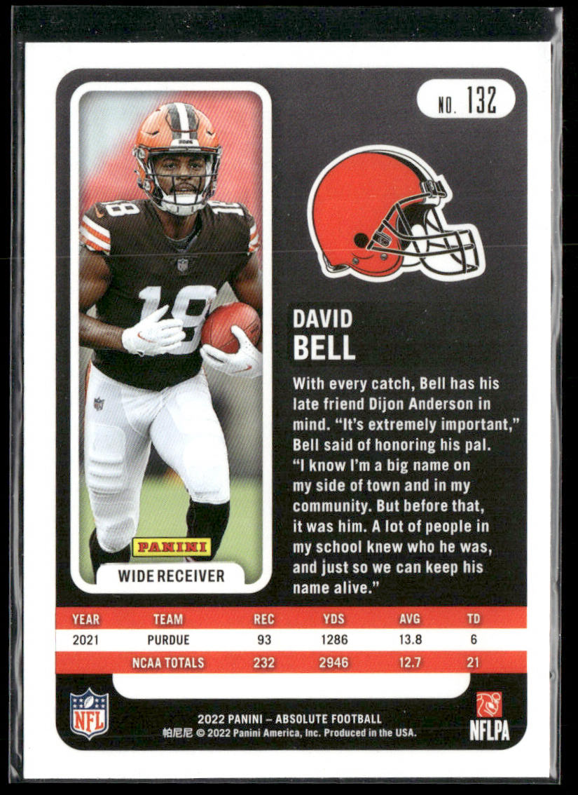 David Bell 2022 Panini Absolute Retail #132 RC Cleveland Browns