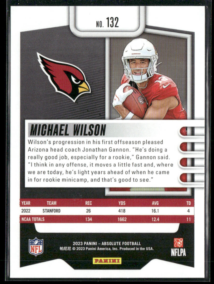 Michael Wilson 2023 Panini Absolute Retail #132 RC Arizona Cardinals