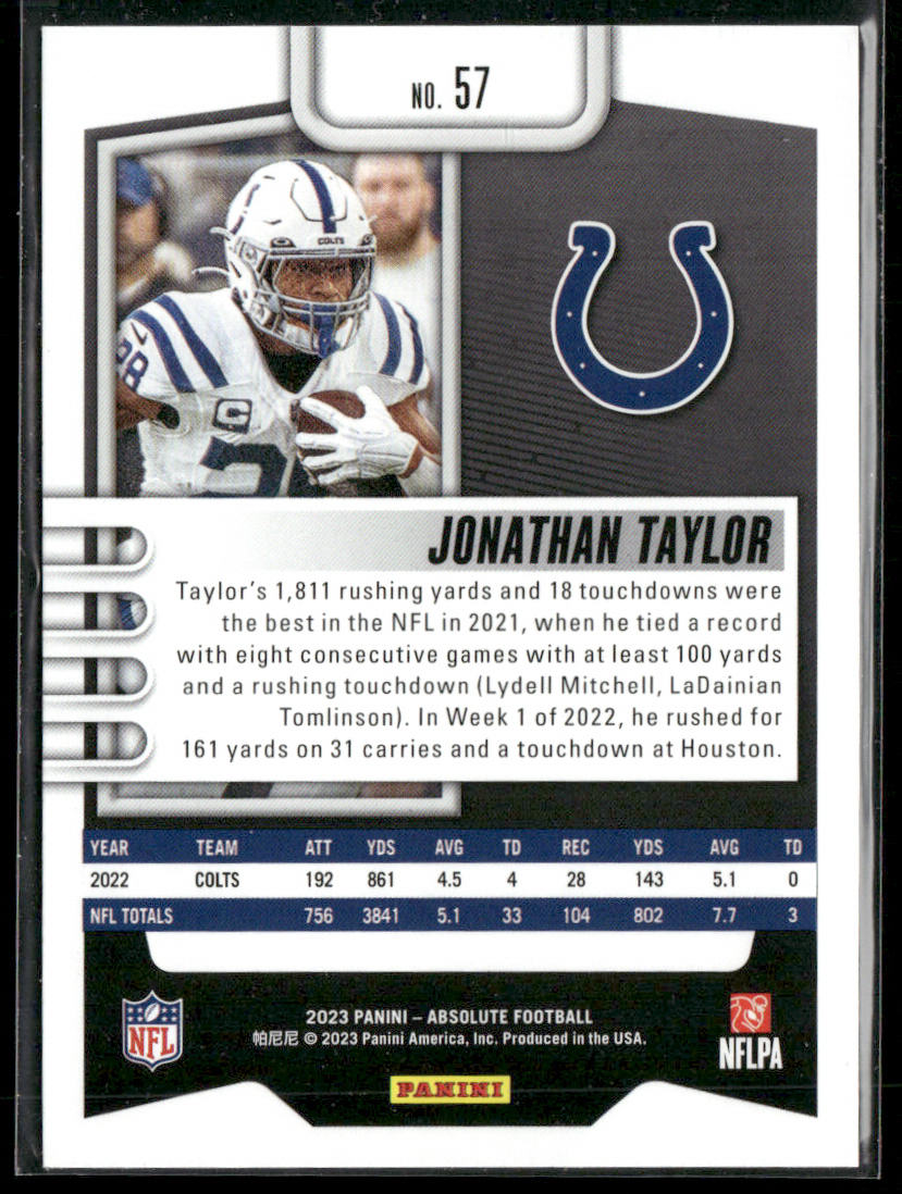 Jonathan Taylor 2023 Panini Absolute Retail #57 Indianapolis Colts