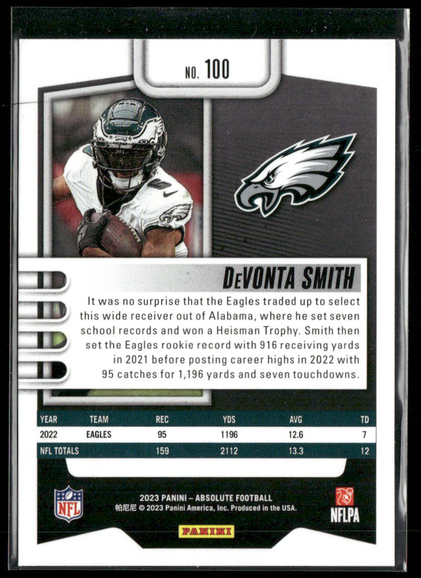 DeVonta Smith 2023 Panini Absolute Retail #100 Philadelphia Eagles