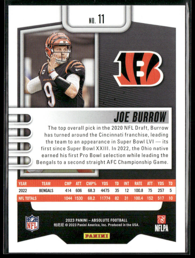 Joe Burrow 2023 Panini Absolute Retail #11 Cincinnati Bengals